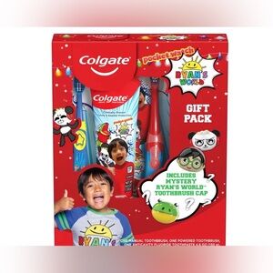 4pc set Ryan's World‎ Colgate manual & electric Toothbrush & toothbrush Cover
